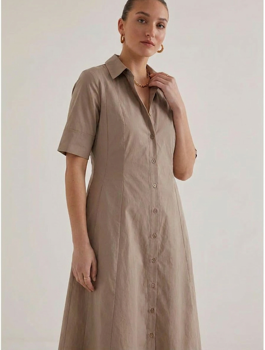 Sandstone Muse Beige Dress - The Woven saga