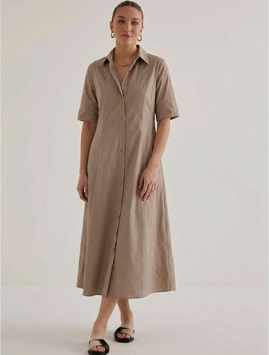 Sandstone Muse Beige Dress - The Woven saga