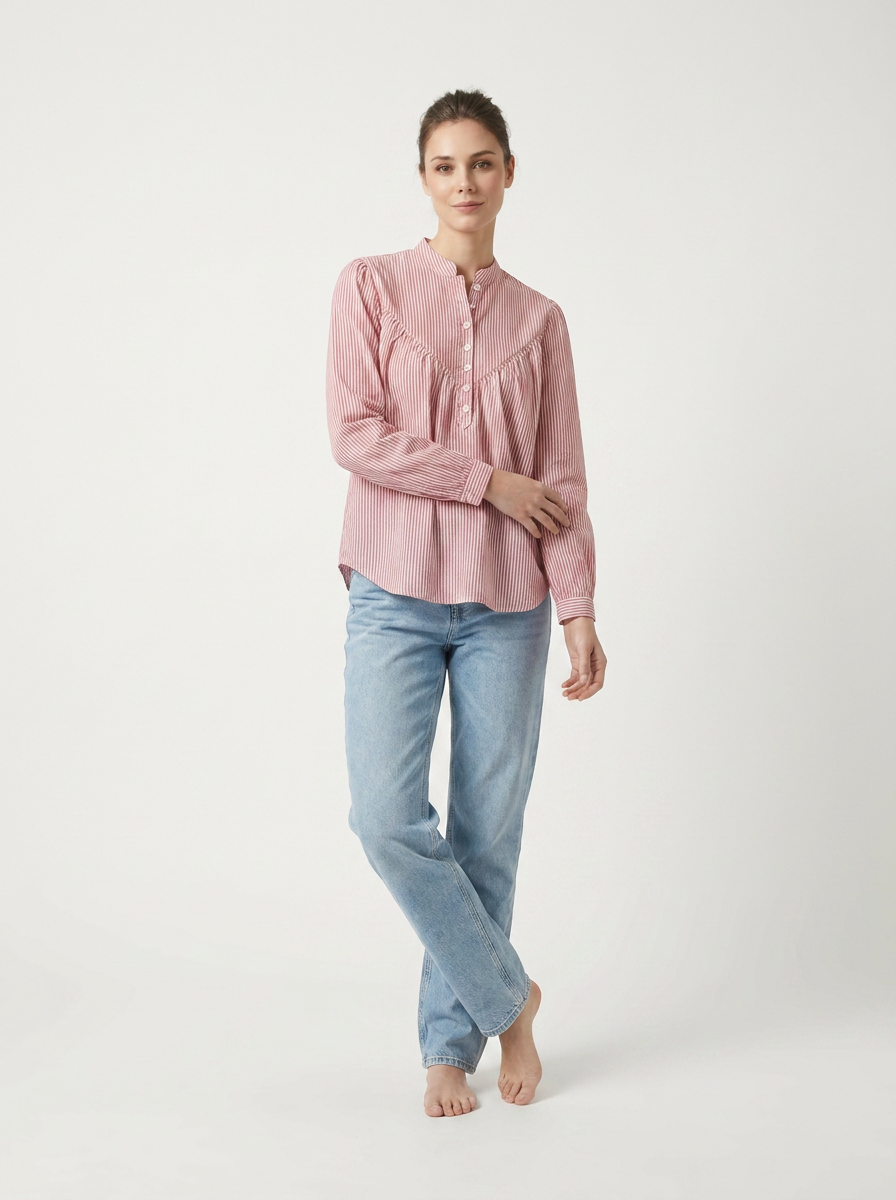 Women’s Relaxed Rose Meadow Stripe Shirt - The Woven Saga