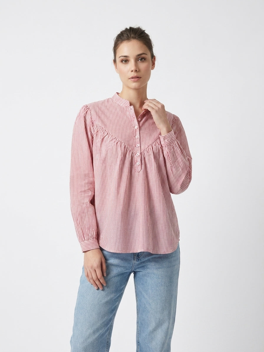 Women’s Relaxed Rose Meadow Stripe Shirt - The Woven Saga