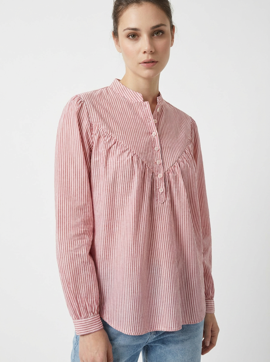 Women’s Relaxed Rose Meadow Stripe Shirt - The Woven Saga