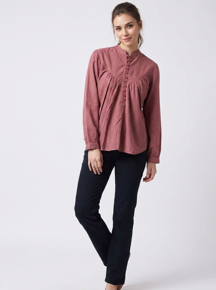 Women’s Dust Rose Gathered Tunic - The Woven Saga