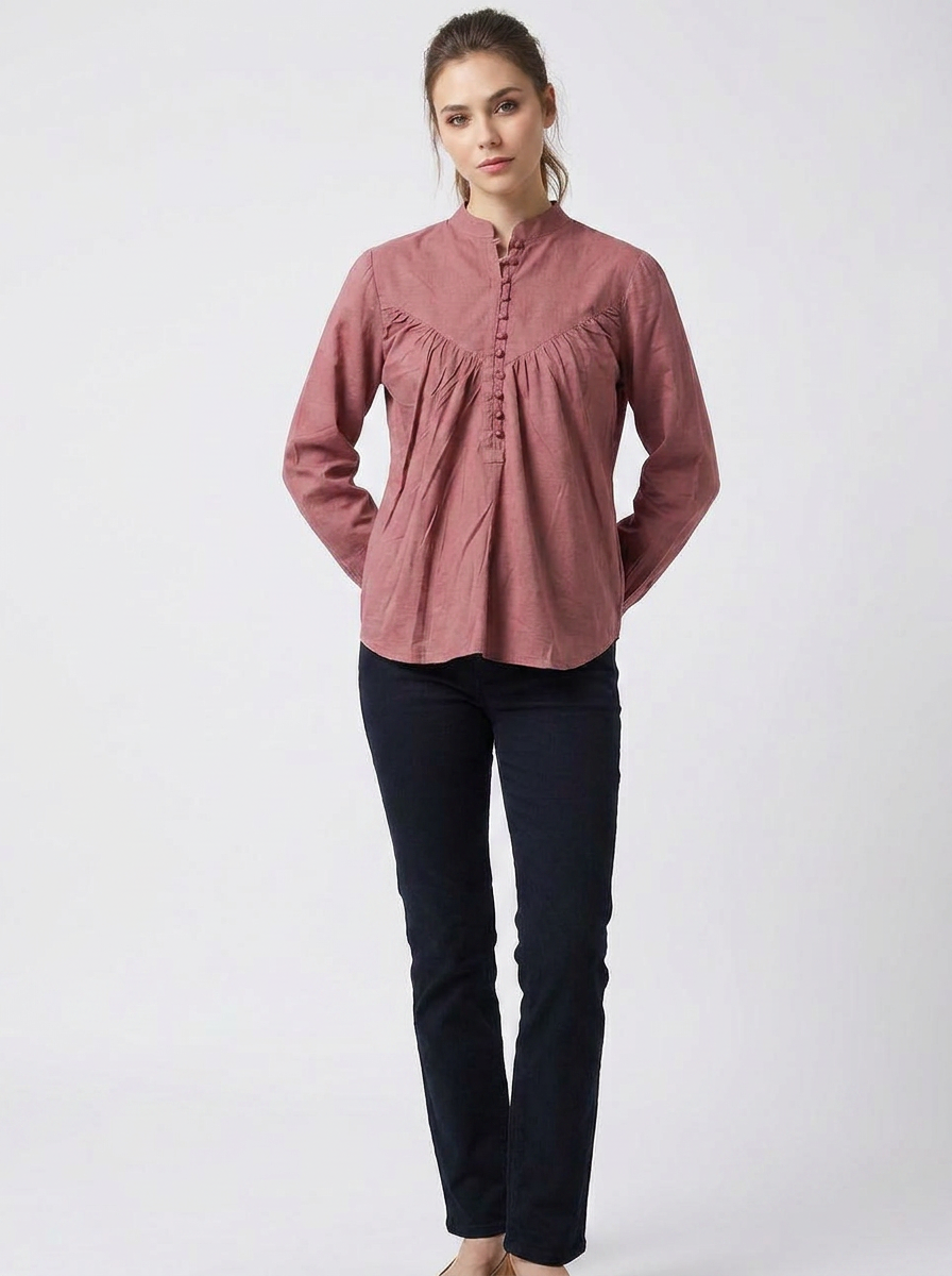 Women’s Dust Rose Gathered Tunic - The Woven Saga