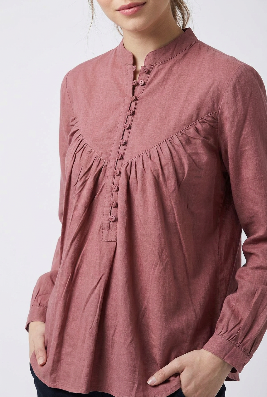 Women’s Dust Rose Gathered Tunic - The Woven Saga