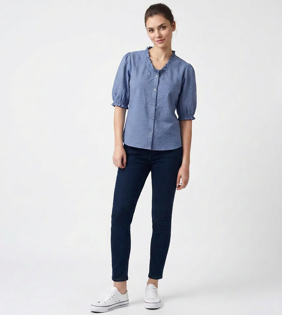 Women's Bluebell Muse Textured Shirt - The Woven Saga