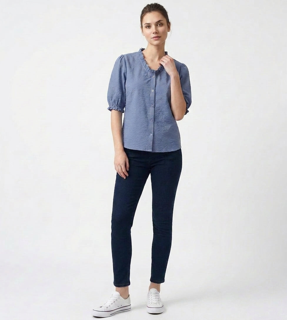 Women's Bluebell Muse Textured Shirt - The Woven Saga