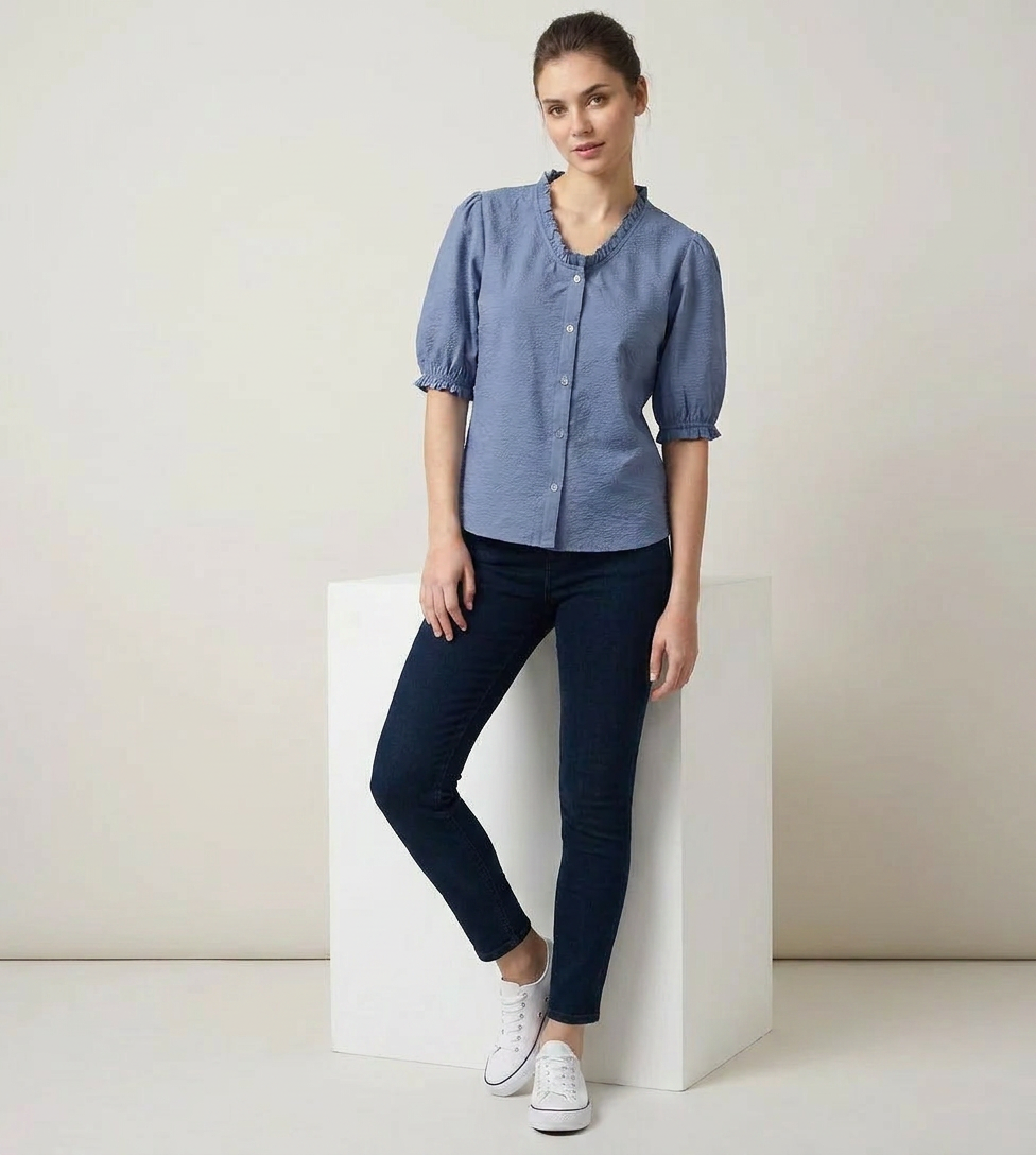 Women's Bluebell Muse Textured Shirt - The Woven Saga