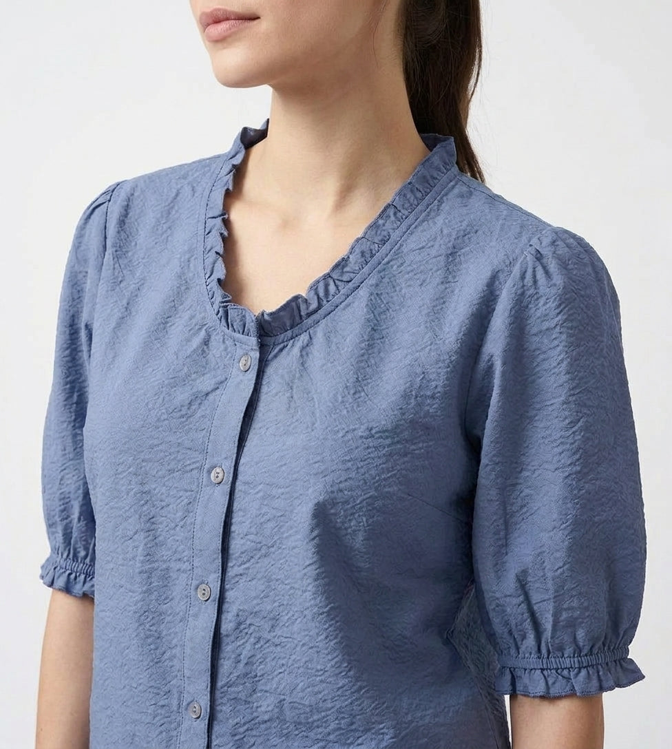 Women's Bluebell Muse Textured Shirt - The Woven Saga