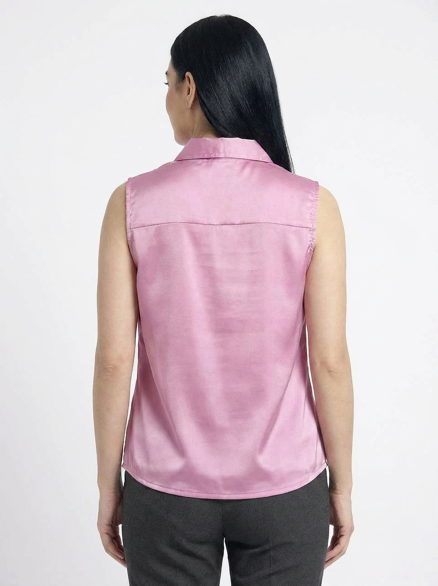 Champagne Pink Cowl Neck Sleeveless Top - The Woven Saga