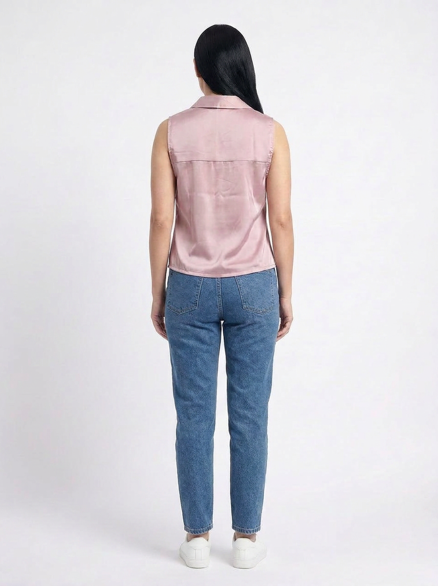 Pink Cowl Neck Sleeveless Top - The Woven Saga