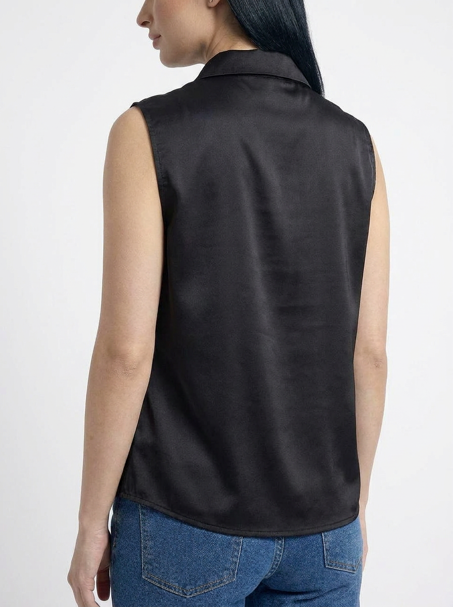 Black Cowl Neck Sleeveless Top