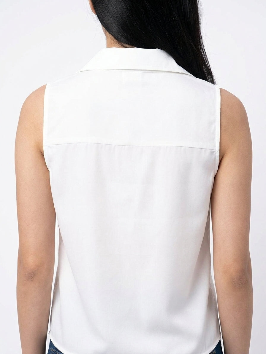 Ivory Cowl Neck Sleeveless Top - The Woven Saga