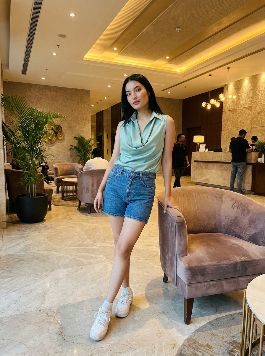 Sage Green Cowl Neck Sleeveless Top - The Woven Saga