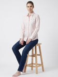 Rose Pink Floral Embroidered Front Shirt