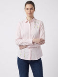 Blush Pink Floral Embroidered Placket Shirt