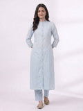 Sky Blue Mandarin Collar Button Front Kurta Co-ord Set