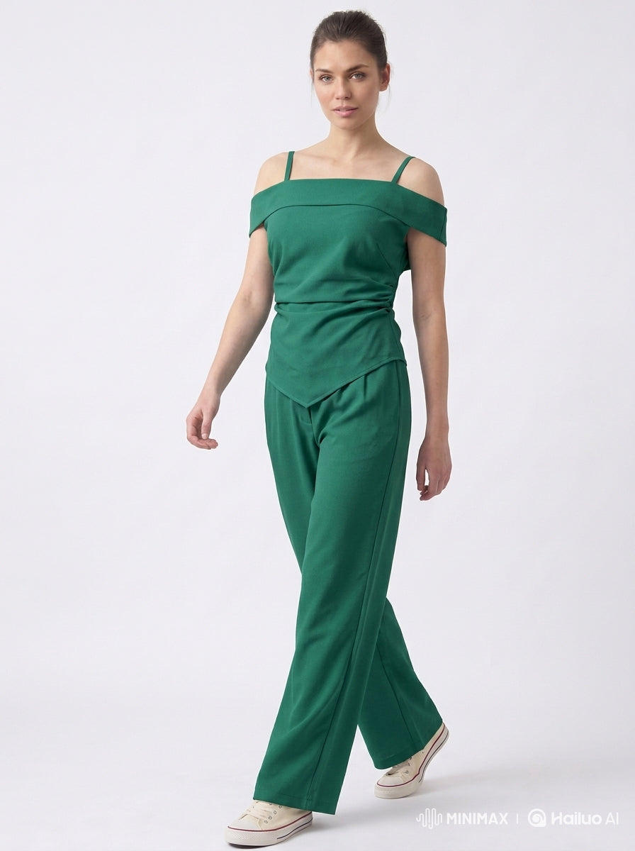 Bottle Green Cold Shoulder Coord Set