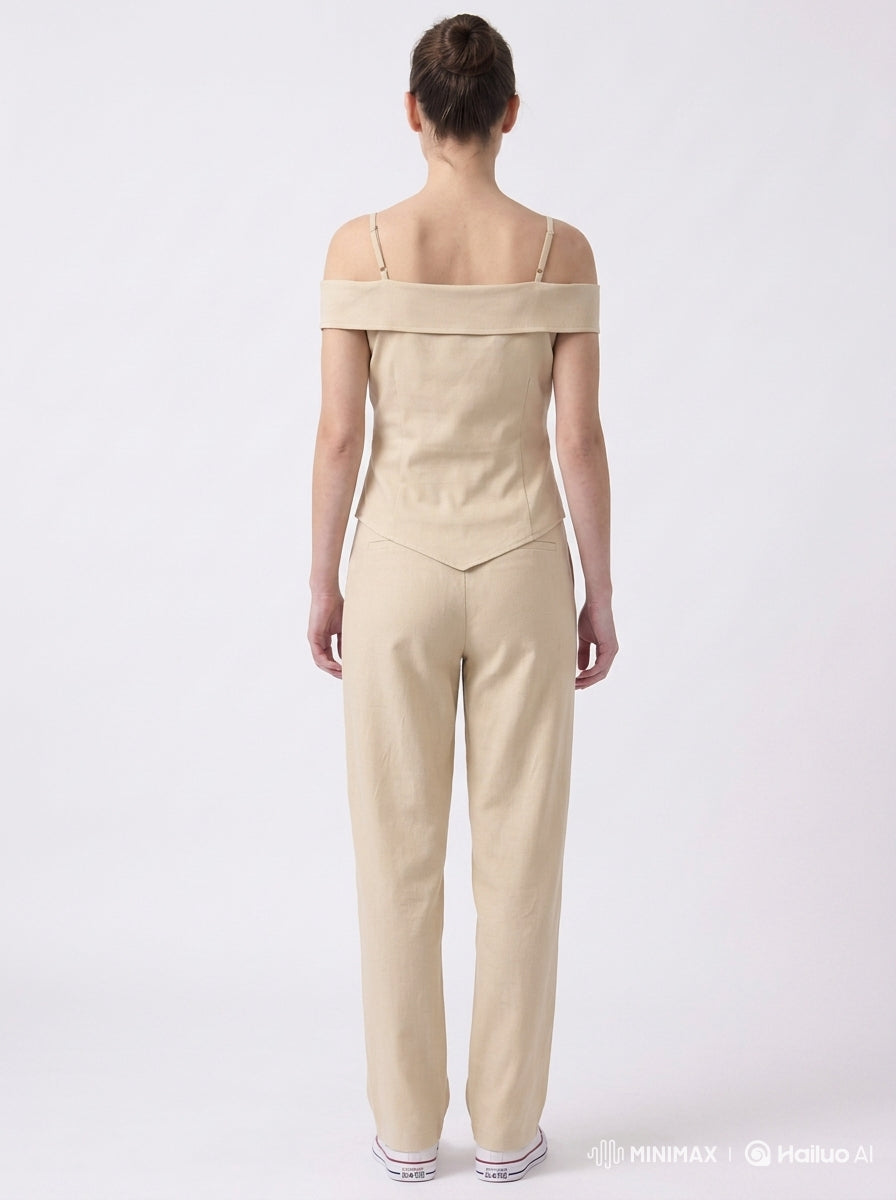 Sand Beige Cold Shoulder Coord Set