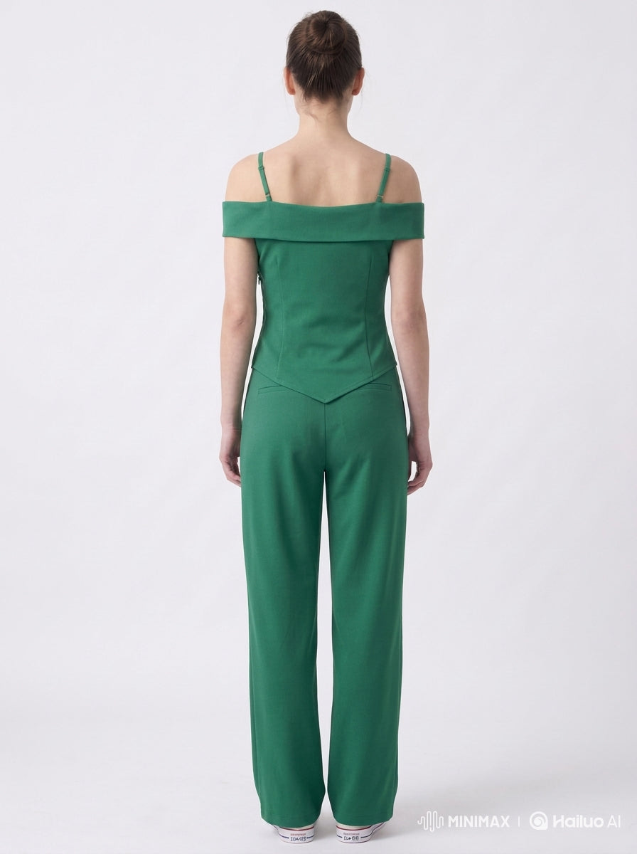 Bottle Green Cold Shoulder Coord Set