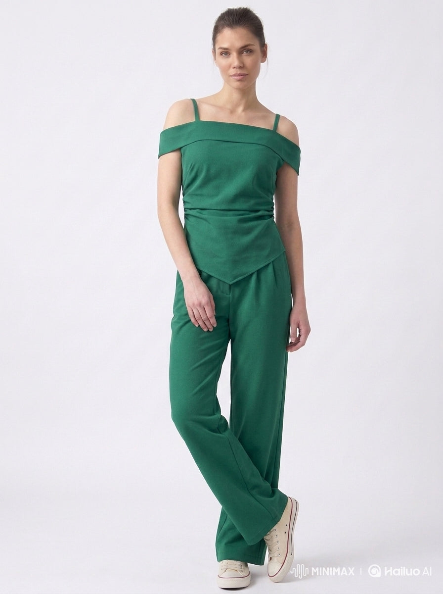 Bottle Green Cold Shoulder Coord Set