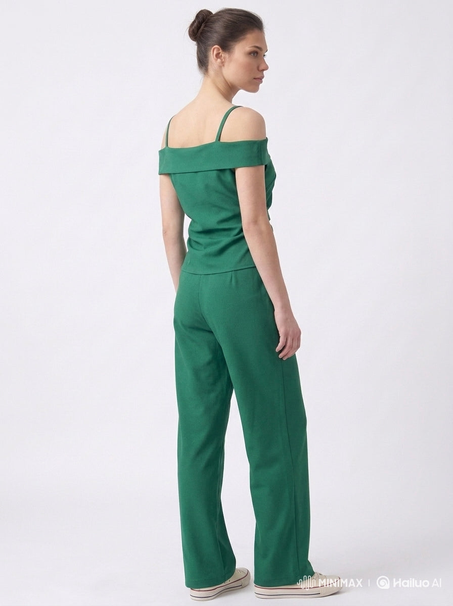 Bottle Green Cold Shoulder Coord Set