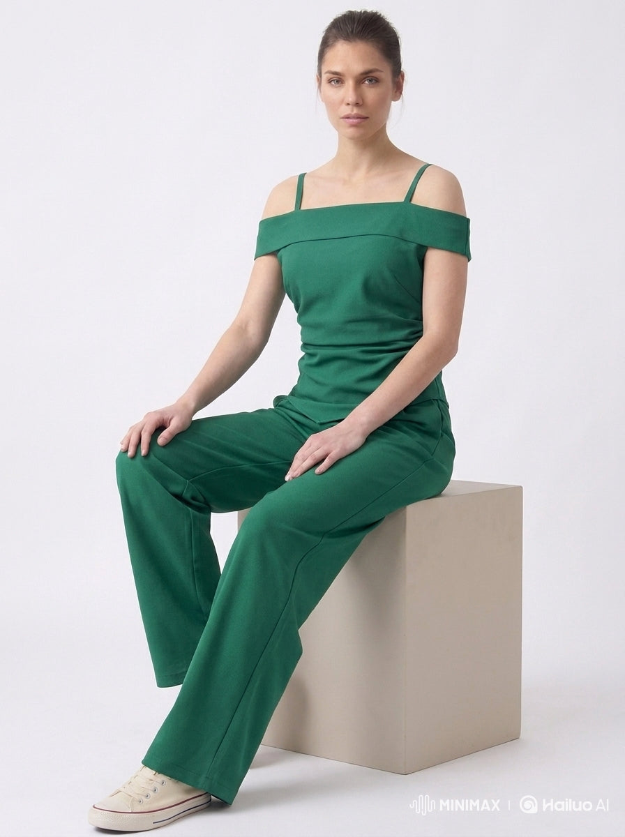 Bottle Green Cold Shoulder Coord Set