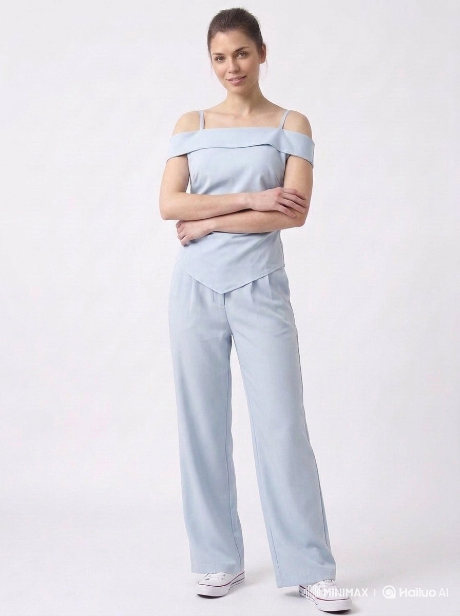 Sky Blue Cold Shoulder Coord Set
