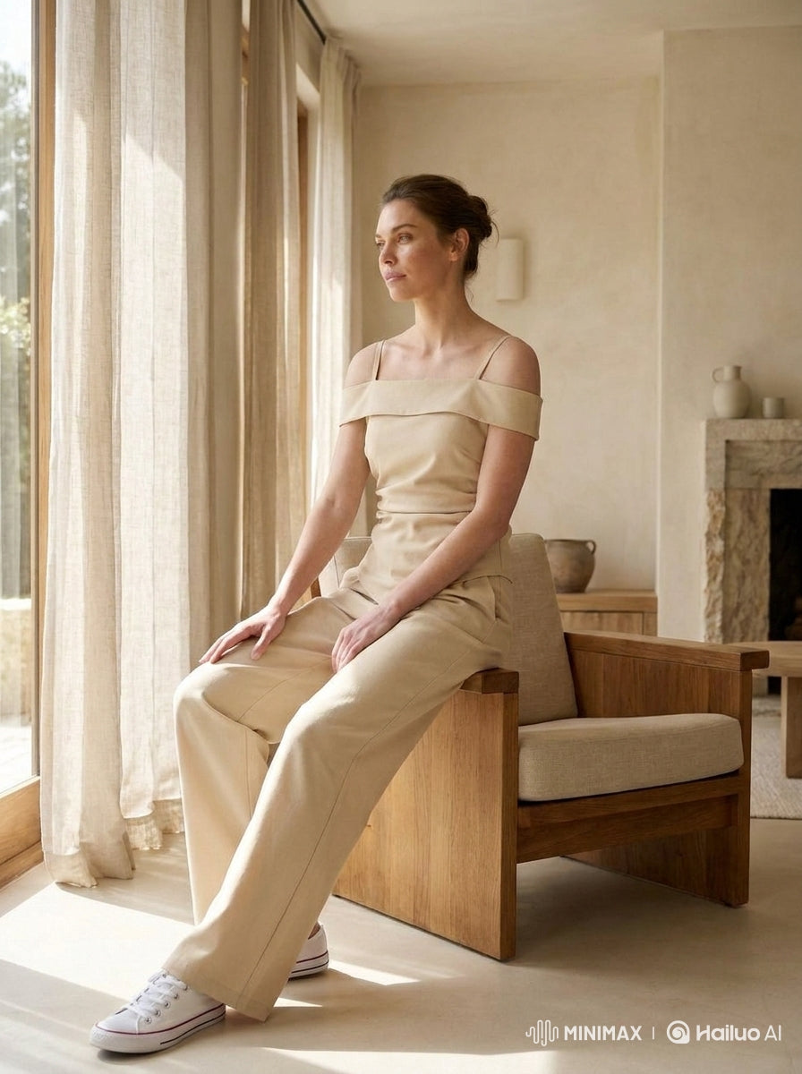 Sand Beige Cold Shoulder Coord Set