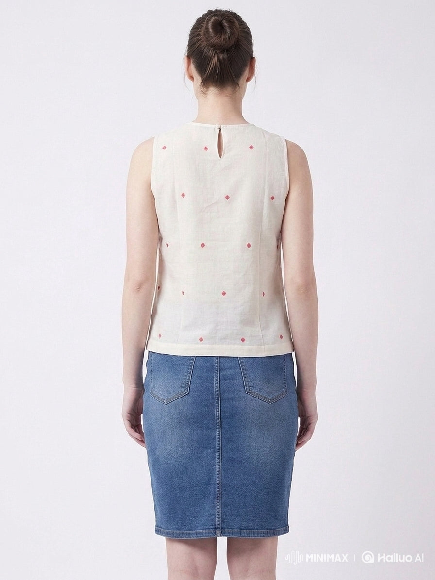 Off-White Diamond Buti Crop Top