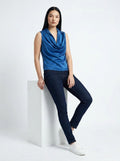 Blue Cowl Neck Sleeveless Top