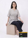 Grey Check Kaftan Drawstring Top